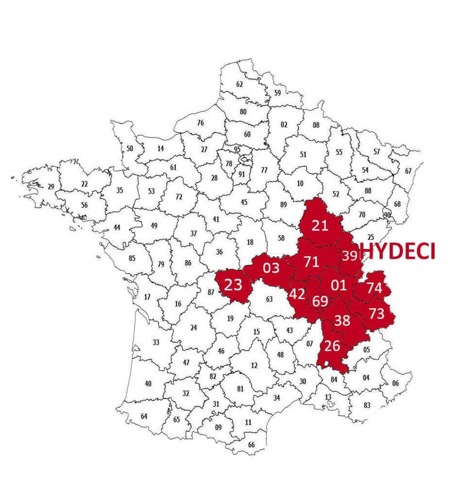 HYDECI votre expert défense extérieure contre l'incendie présent dans l'Ain, l'Isère, la Saône-et-Loire, la Drôme, la Savoie, la Haute-Savoie, le Rhône, l'Ardèche, l'Allier...